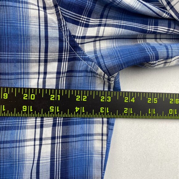Wrangler Mens Western Shirt Large Blue Plaid With Pearl Snaps - Picture 3 of 9